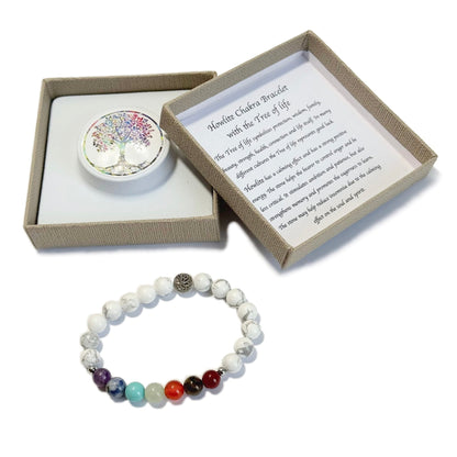 Chakra Bracelet White Howlite & Tree of Life Bead - 1st Stop Marshall's Health Shop, Gift Shop! - Heath and Natural Therapy New Brighton Christchurch - Naturopath