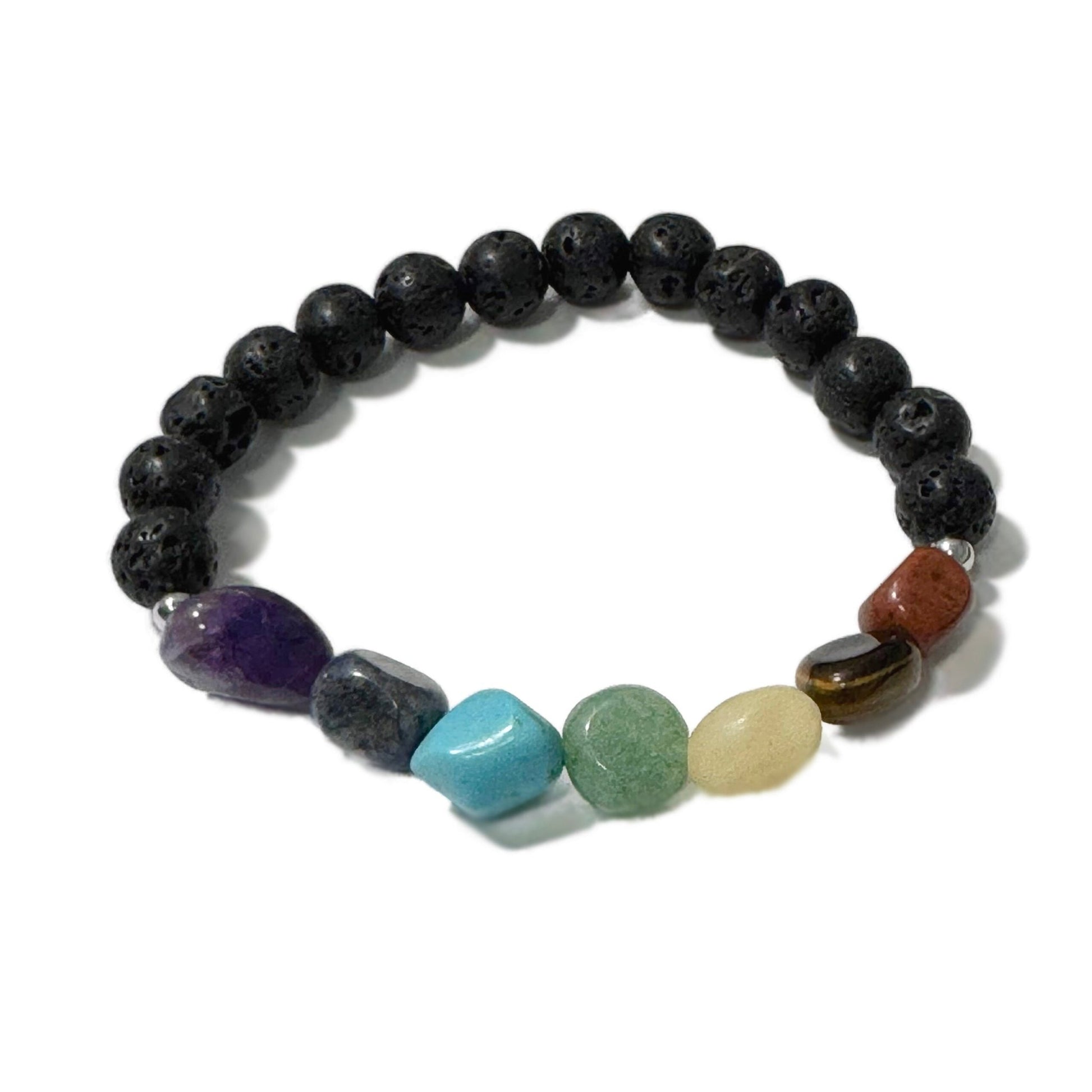 Chakra Tumblestones Bracelet Lava Stone - 1st Stop Marshall's Health Shop, Gift Shop! - Heath and Natural Therapy New Brighton Christchurch - Naturopath