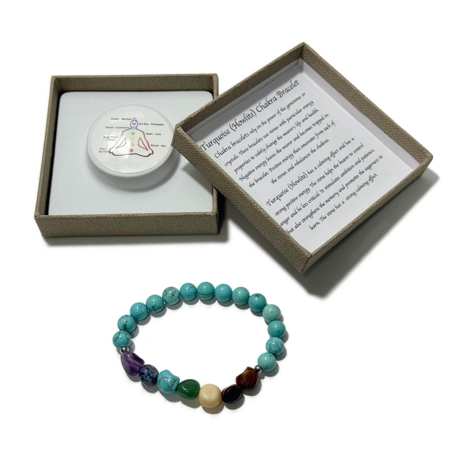 Chakra Tumblestones Bracelet Turquoise (Howlite) - 1st Stop Marshall's Health Shop, Gift Shop! - Heath and Natural Therapy New Brighton Christchurch - Naturopath