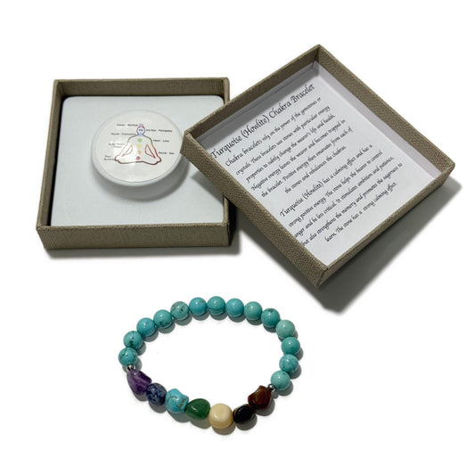 Chakra Tumblestones Bracelet Turquoise (Howlite) - 1st Stop Marshall's Health Shop, Gift Shop! - Heath and Natural Therapy New Brighton Christchurch - Naturopath