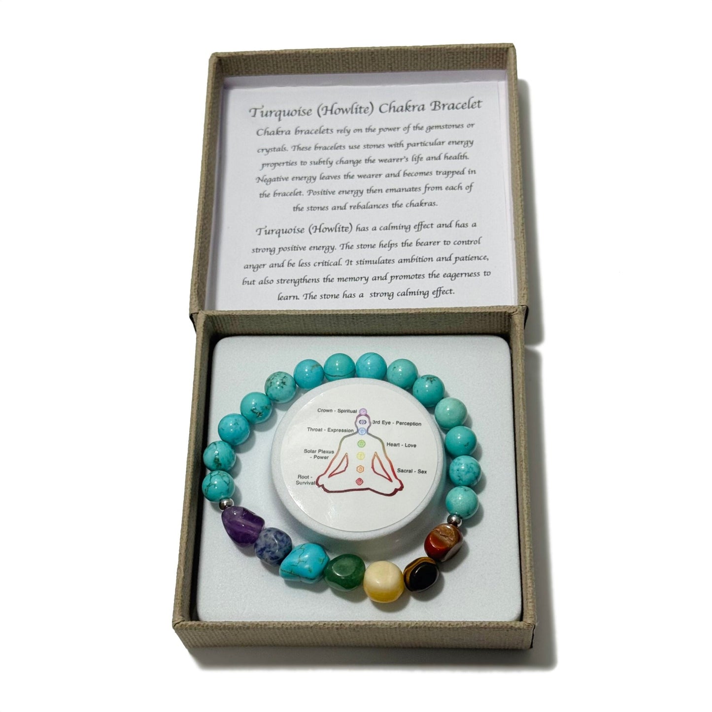 Chakra Tumblestones Bracelet Turquoise (Howlite) - 1st Stop Marshall's Health Shop, Gift Shop! - Heath and Natural Therapy New Brighton Christchurch - Naturopath