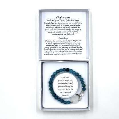 Chalcedony Crystal Heart Guardian Angel Bracelet - MarshallsHealthShop