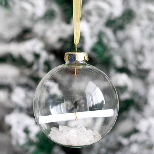 Clear Quartz Manifestation Glass Christmas Bauble Kit - MarshallsHealthShop