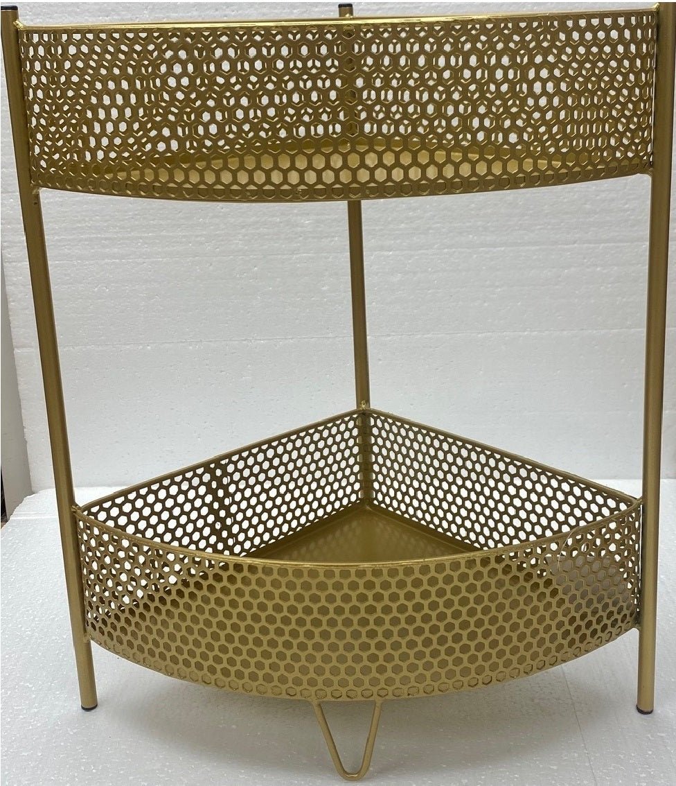Corner Shelf 2 Tier in Gold - 1st Stop Marshall's Health Shop, Gift Shop! - Heath and Natural Therapy New Brighton Christchurch - Naturopath