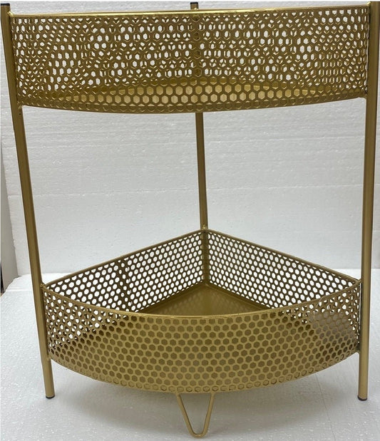 Corner Shelf 2 Tier in Gold - 1st Stop Marshall's Health Shop, Gift Shop! - Heath and Natural Therapy New Brighton Christchurch - Naturopath