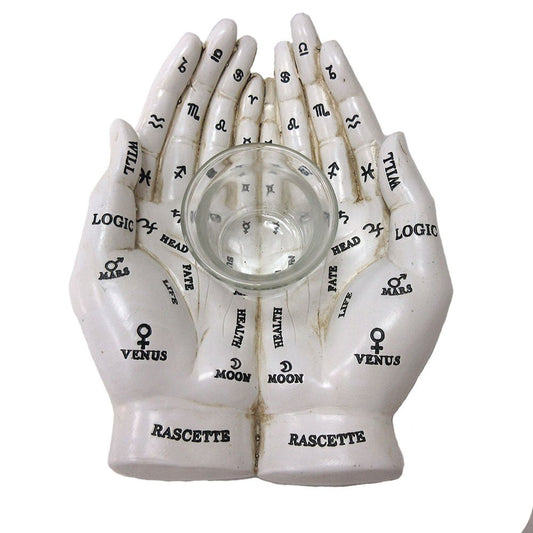 Cream Palm Reading Hand with Tealight Holder - MarshallsHealthShop