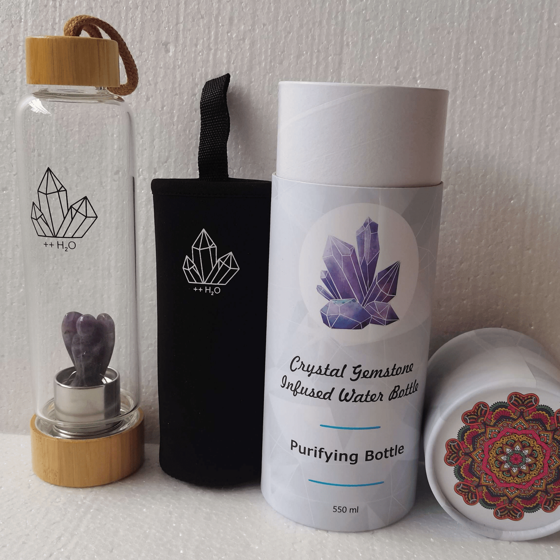 Crystal Bottle with a Amethyst Angel - MarshallsHealthShop