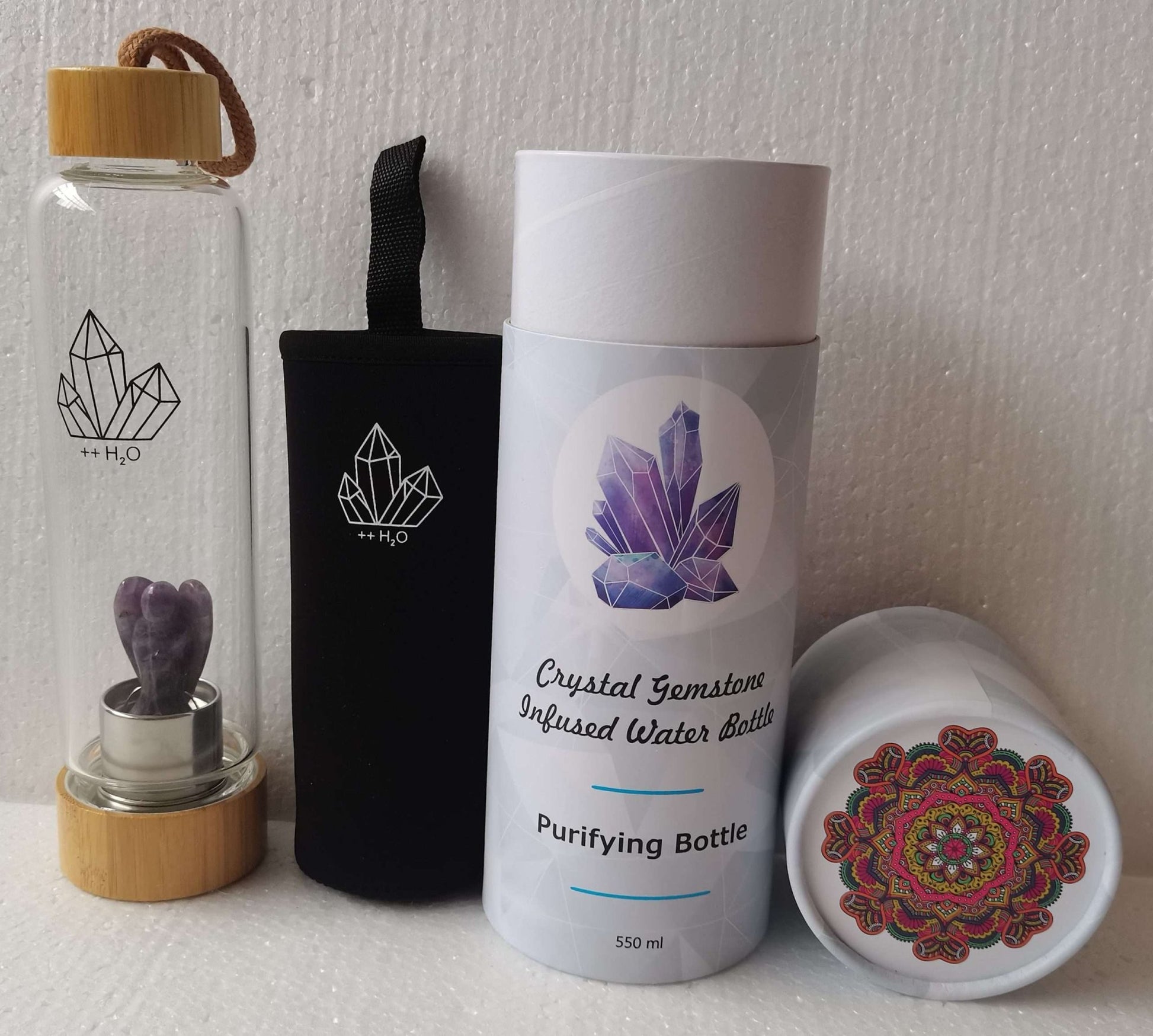 Crystal Bottle with a Amethyst Angel - MarshallsHealthShop