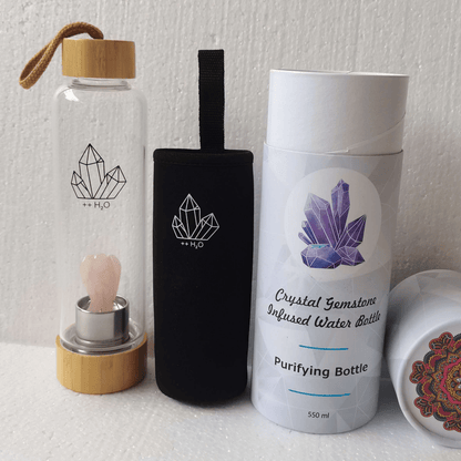 Crystal Bottle with a Rose Quartz Angel - MarshallsHealthShop