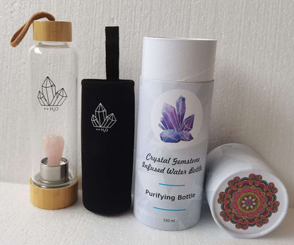 Crystal Bottle with a Rose Quartz Angel - MarshallsHealthShop