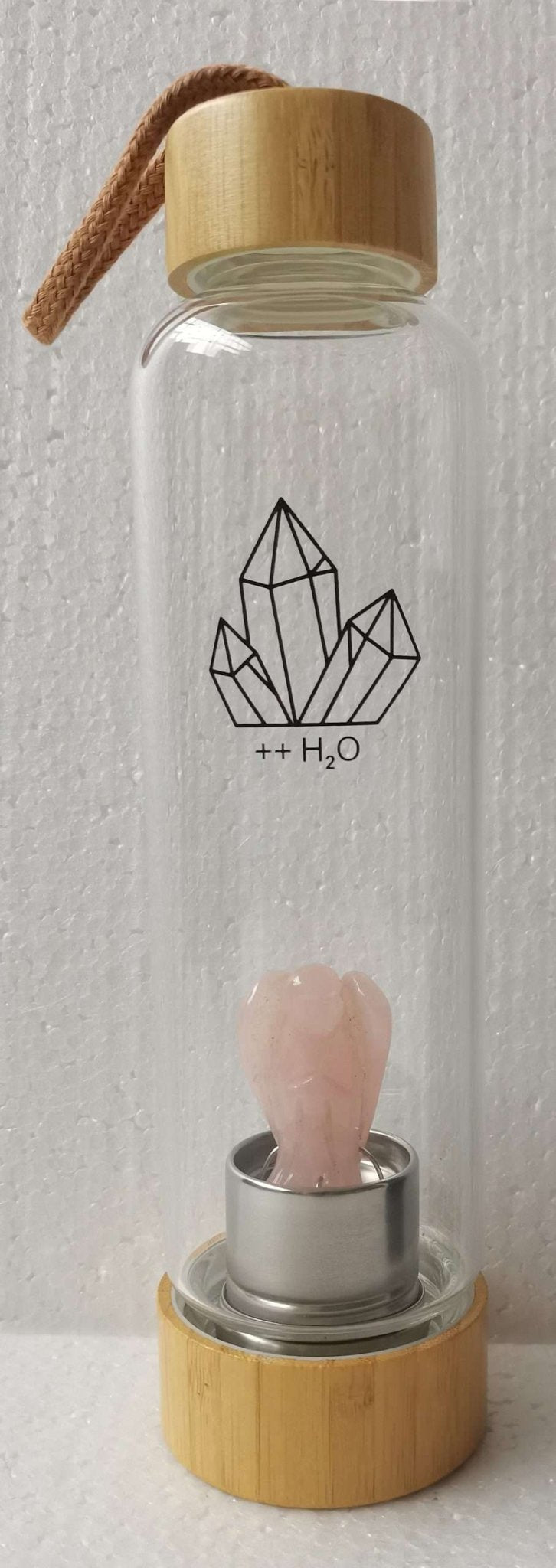 Crystal Bottle with a Rose Quartz Angel - MarshallsHealthShop