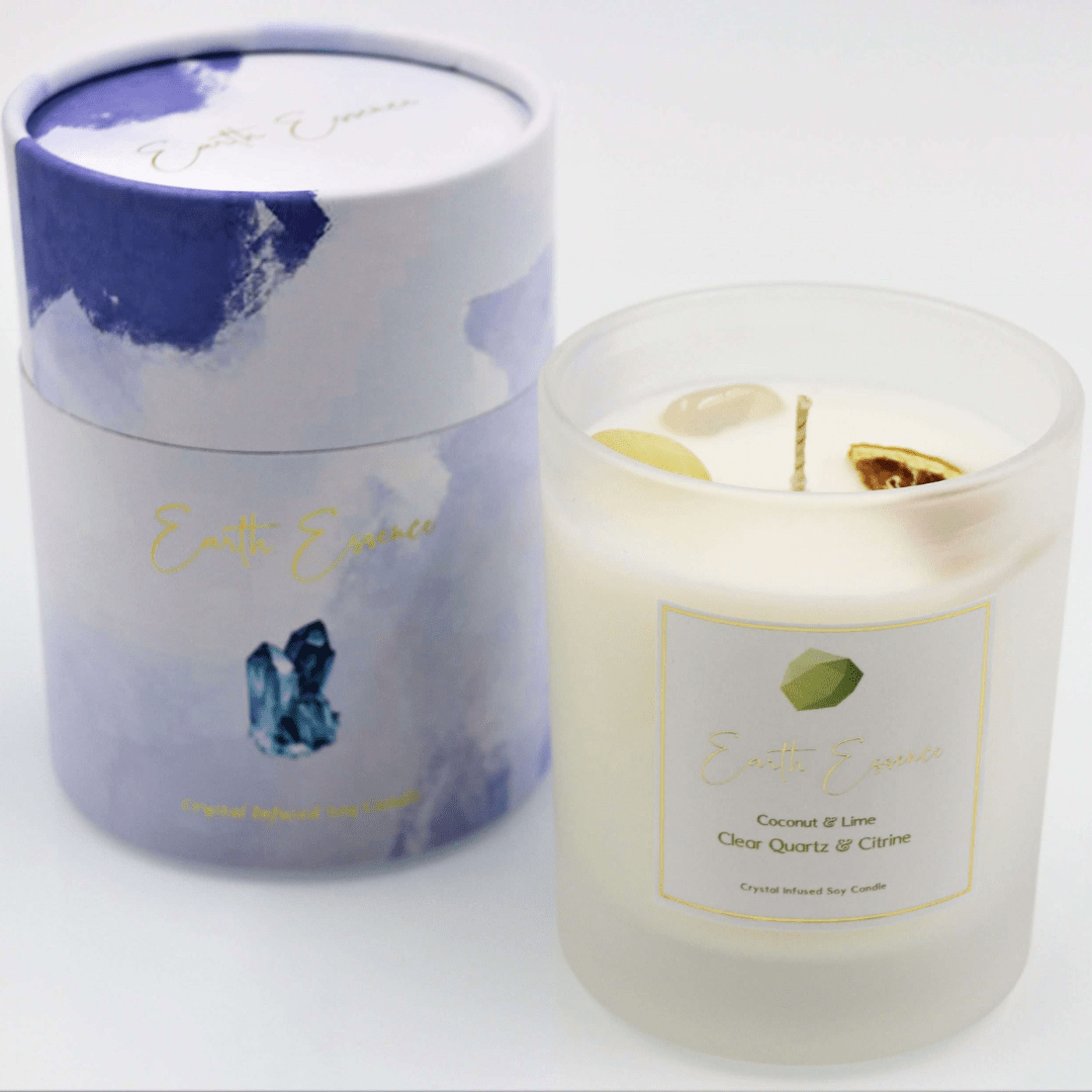 Crystal Soy Wax Candle Coconut and Lime - 1st Stop Marshall's Health Shop, Gift Shop! - Heath and Natural Therapy New Brighton Christchurch - Naturopath