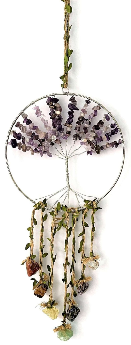 Crystal Tree of Life Dreamcatcher Amethyst - 7 Chakras - MarshallsHealthShop