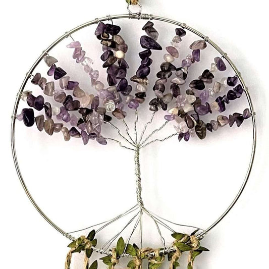Crystal Tree of Life Dreamcatcher Amethyst - 7 Chakras - MarshallsHealthShop