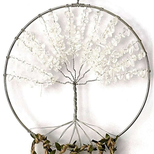 Crystal Tree of Life Dreamcatcher Clear Quartz - 7 Chakras - MarshallsHealthShop