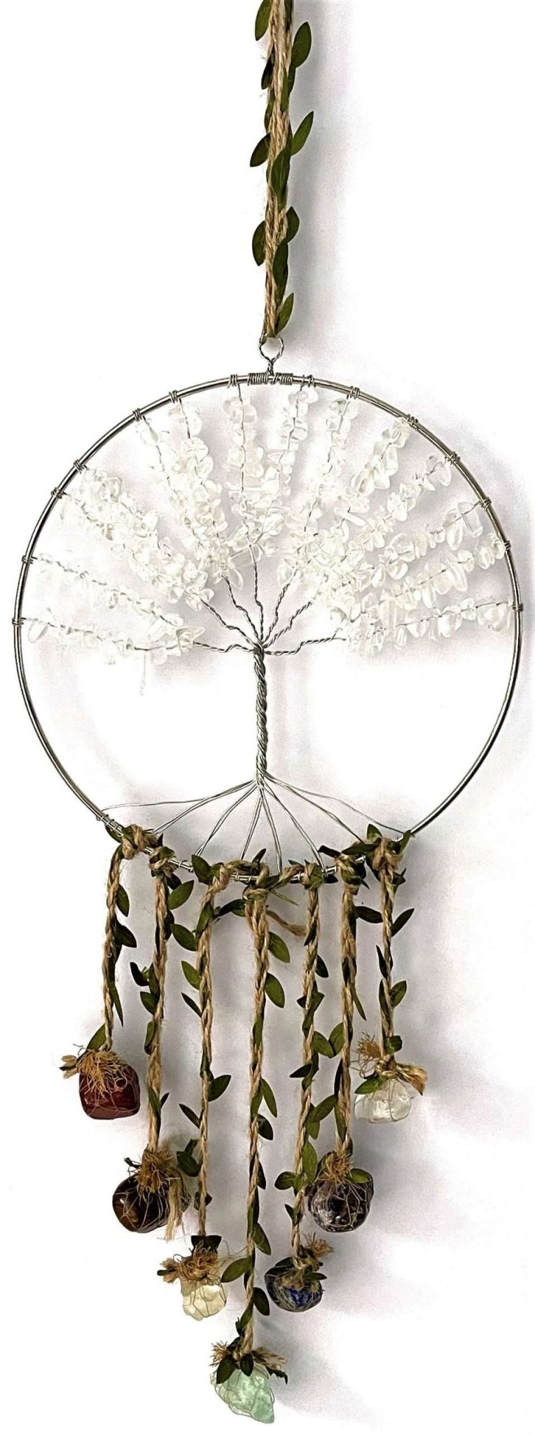 Crystal Tree of Life Dreamcatcher Clear Quartz - 7 Chakras - MarshallsHealthShop