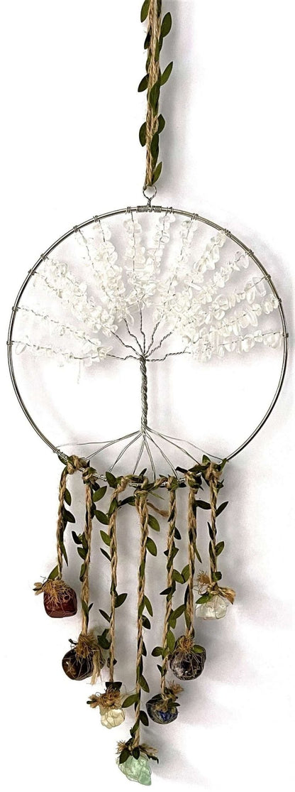 Crystal Tree of Life Dreamcatcher Clear Quartz - 7 Chakras - MarshallsHealthShop