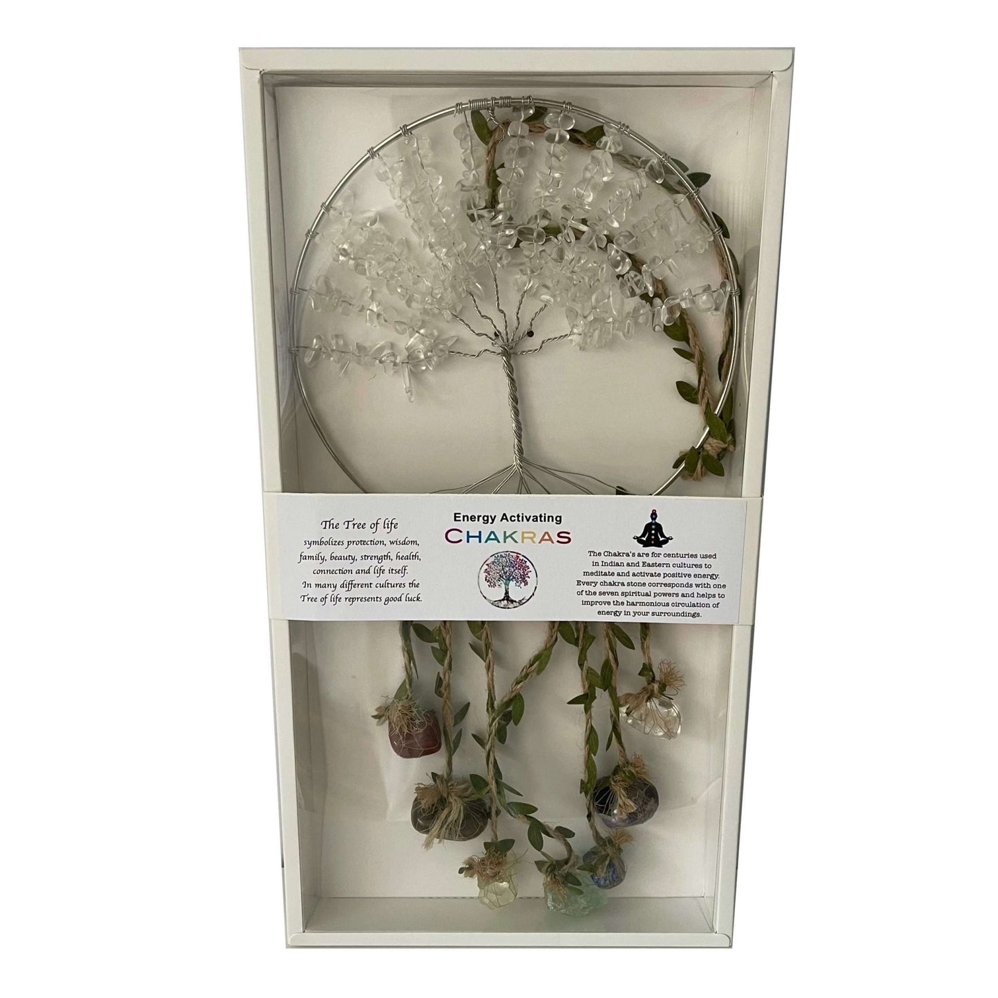 Crystal Tree of Life Dreamcatcher Clear Quartz - 7 Chakras - MarshallsHealthShop