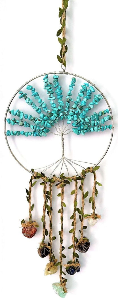 Crystal Tree of Life Dreamcatcher Turquoise 7Chakras - 1st Stop Marshall's Health Shop, Gift Shop! - Heath and Natural Therapy New Brighton Christchurch - Naturopath