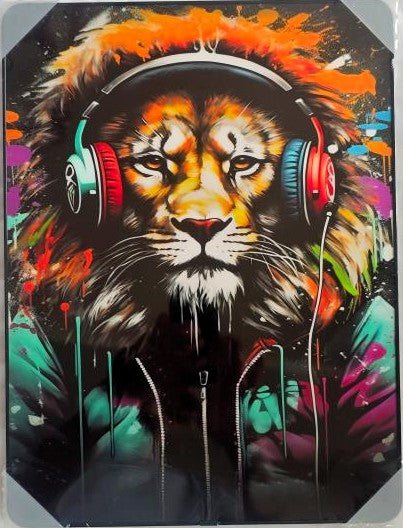 Framed PVC Pop Art Lion 30x40cm