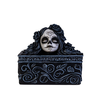 Dead Beautiful Tarot Box
DESCRIPTION
Charming Day of the Dead inspired sugar skull lady adorns the lid.
Perfectly sized for tarot cards, jewelry, and keepsakes.
Crafted with gothic details and spooky elegance in every swirl.
Makes a unique gift for tarot fans and lovers of the uncanny.
Adds quirky personality and dark beauty to any space.
1st Stop, Marshall's Health Shop, Gift Shop!