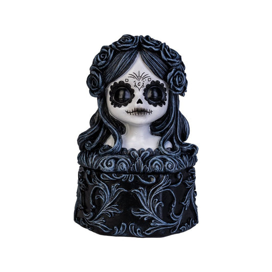 Dead Beautiful Trinket Box

DESCRIPTION

Hauntingly stylish design inspired by Day of the Dead celebrations
Keeps your trinkets, jewelry, or sweets safely contained under her watchful gaze
Adorned with elegant black roses and detailed sculptural swirls
Perfect conversation piece for gothic, quirky, or eclectic decor lovers
Durable and roomy enough for your most mysterious treasures
1st Stop, Marshall's Health Shop, Gift Shop!