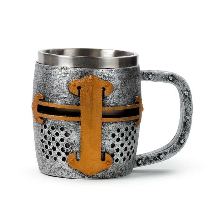 Decorative Medieval Knight Silver/Gold Helmet Tankard - MarshallsHealthShop