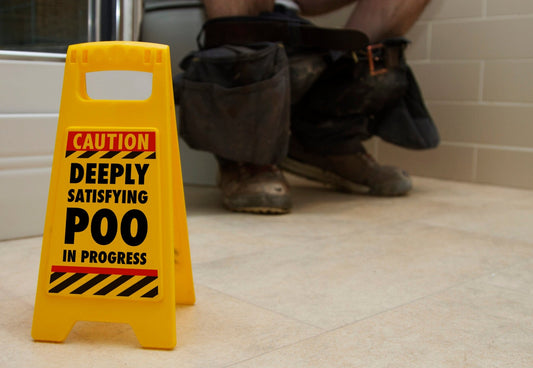 Desk Warning Sign Satisfying Poo - 1st Stop Marshall's Health Shop, Gift Shop! - Heath and Natural Therapy New Brighton Christchurch - Naturopath