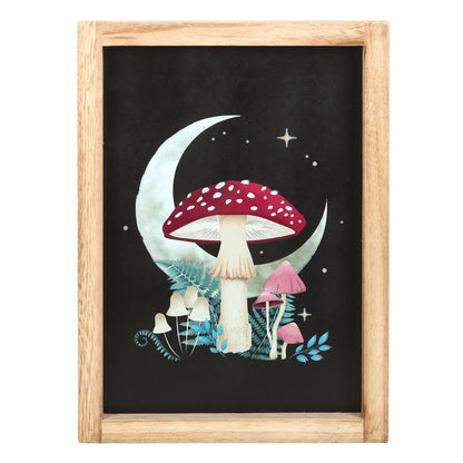 Wall Art Forest Mushroom Wooden Framed