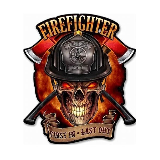 Wall Art Firefighter Embossed Iron