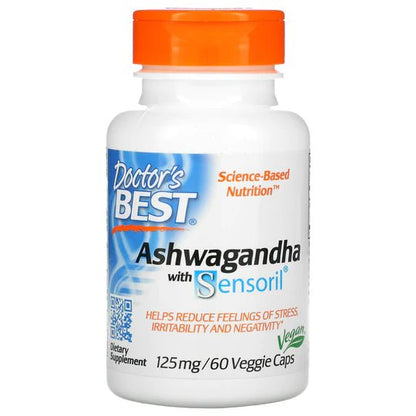 Doctor's Best Ashwagandha with Sensoril, 125 mg, 60 Veg Caps - 1st Stop Marshall's Health Shop, Gift Shop! - Heath and Natural Therapy New Brighton Christchurch - Naturopath