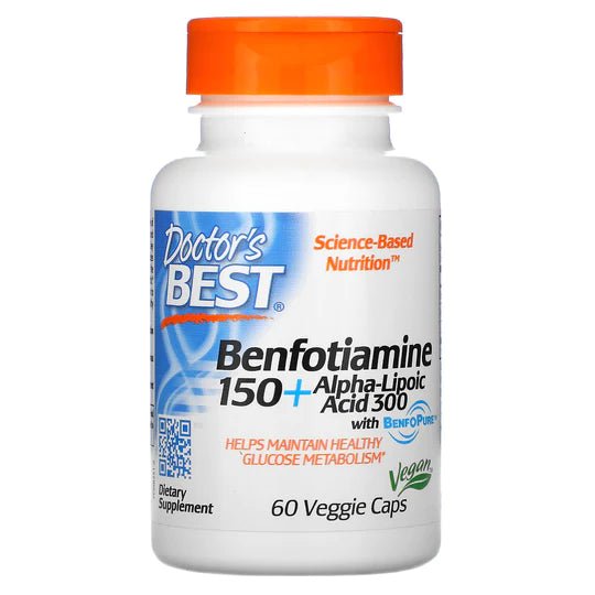 Doctor's Best Benfotiamine 150 + Alpha - Lipoic Acid 300, 60 Veggie Caps - 1st Stop Marshall's Health Shop, Gift Shop! - Heath and Natural Therapy New Brighton Christchurch - Naturopath