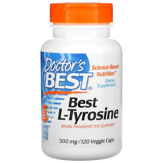 Doctor's Best Best L - Tyrosine, 500 mg, 120 Veggie Caps - 1st Stop Marshall's Health Shop, Gift Shop! - Heath and Natural Therapy New Brighton Christchurch - Naturopath