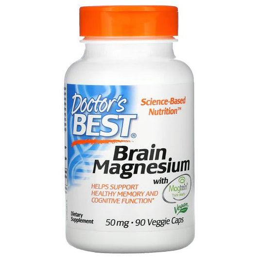 Doctor's Best Brain Magnesium with Magtein, 50 mg, 90 Veggie Caps - 1st Stop Marshall's Health Shop, Gift Shop! - Heath and Natural Therapy New Brighton Christchurch - Naturopath