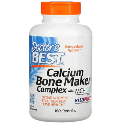 Doctor's Best Calcium Bone Maker Complex with MCHCal and VitaMK7, 180 Capsules - 1st Stop Marshall's Health Shop, Gift Shop! - Heath and Natural Therapy New Brighton Christchurch - Naturopath
