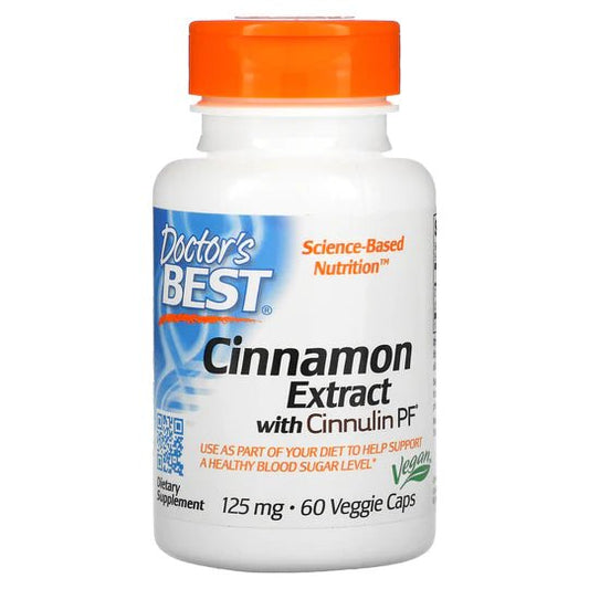 Doctor's Best Cinnamon Extract with Cinnulin PF, 125 mg, 60 Veggie Caps - 1st Stop Marshall's Health Shop, Gift Shop! - Heath and Natural Therapy New Brighton Christchurch - Naturopath