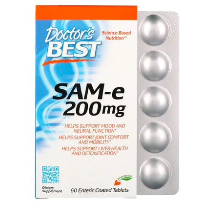Doctor's Best SAM - e, 200 mg, 60 Enteric Coated Tablets - 1st Stop Marshall's Health Shop, Gift Shop! - Heath and Natural Therapy New Brighton Christchurch - Naturopath