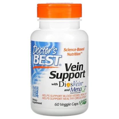 Doctor's Best Vein Support with DiosVein and MenaQ7, 60 Veggie Caps - 1st Stop Marshall's Health Shop, Gift Shop! - Heath and Natural Therapy New Brighton Christchurch - Naturopath