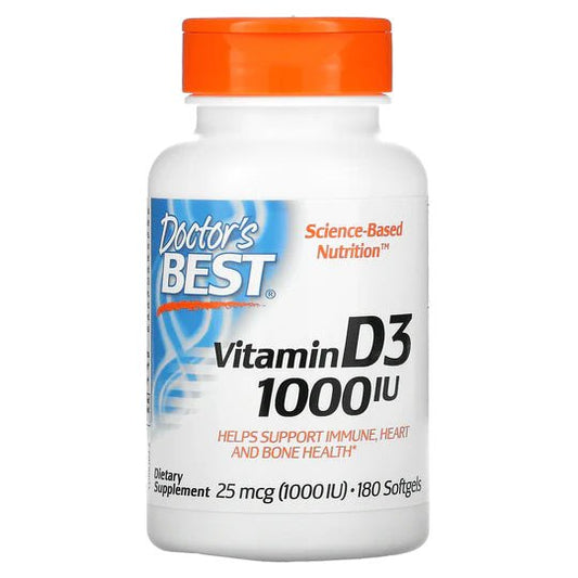 Doctor's Best Vitamin D3, 25 mcg (1,000 IU), 180 Softgels - 1st Stop Marshall's Health Shop, Gift Shop! - Heath and Natural Therapy New Brighton Christchurch - Naturopath