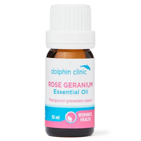 Dolphin Clinic Rose Geranium Pure Essential Oil 10ml - 1st Stop Marshall's Health Shop, Gift Shop! - Heath and Natural Therapy New Brighton Christchurch - Naturopath