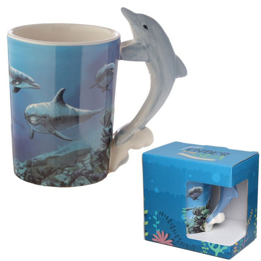 Dolphin Underwater Decal Ceramic Shaped Handle Mug - MarshallsHealthShop