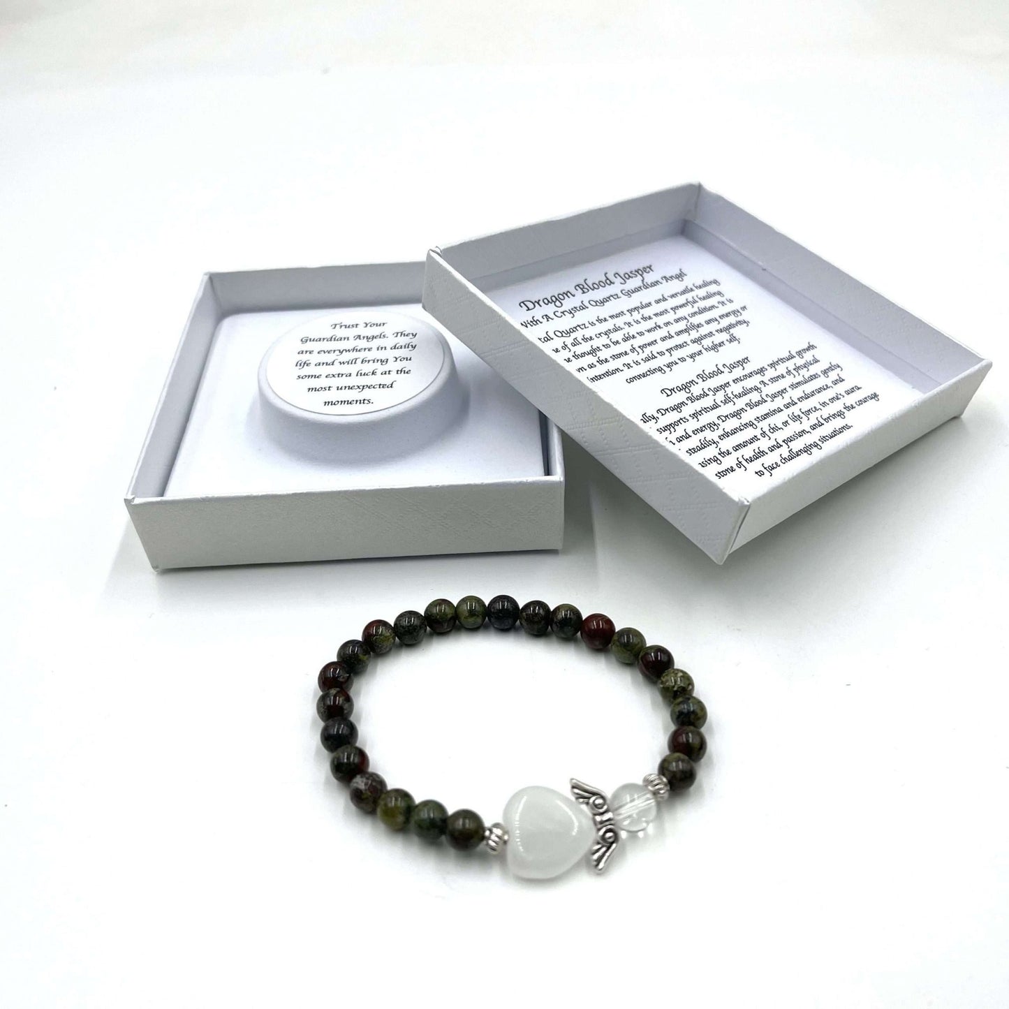 Dragon Blood Jasper Crystal Heart Guardian Angel Bracelet - MarshallsHealthShop