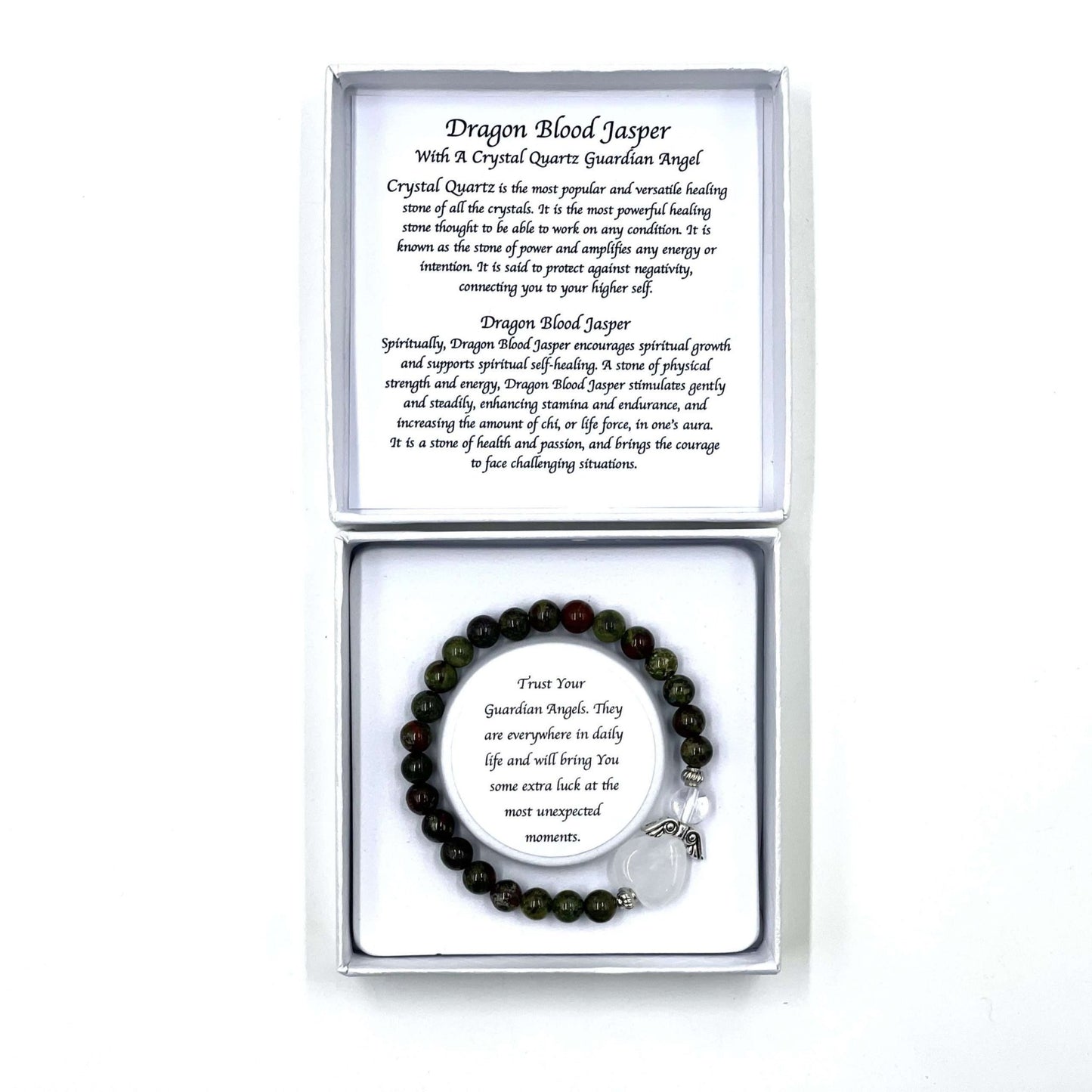Dragon Blood Jasper Crystal Heart Guardian Angel Bracelet - MarshallsHealthShop
