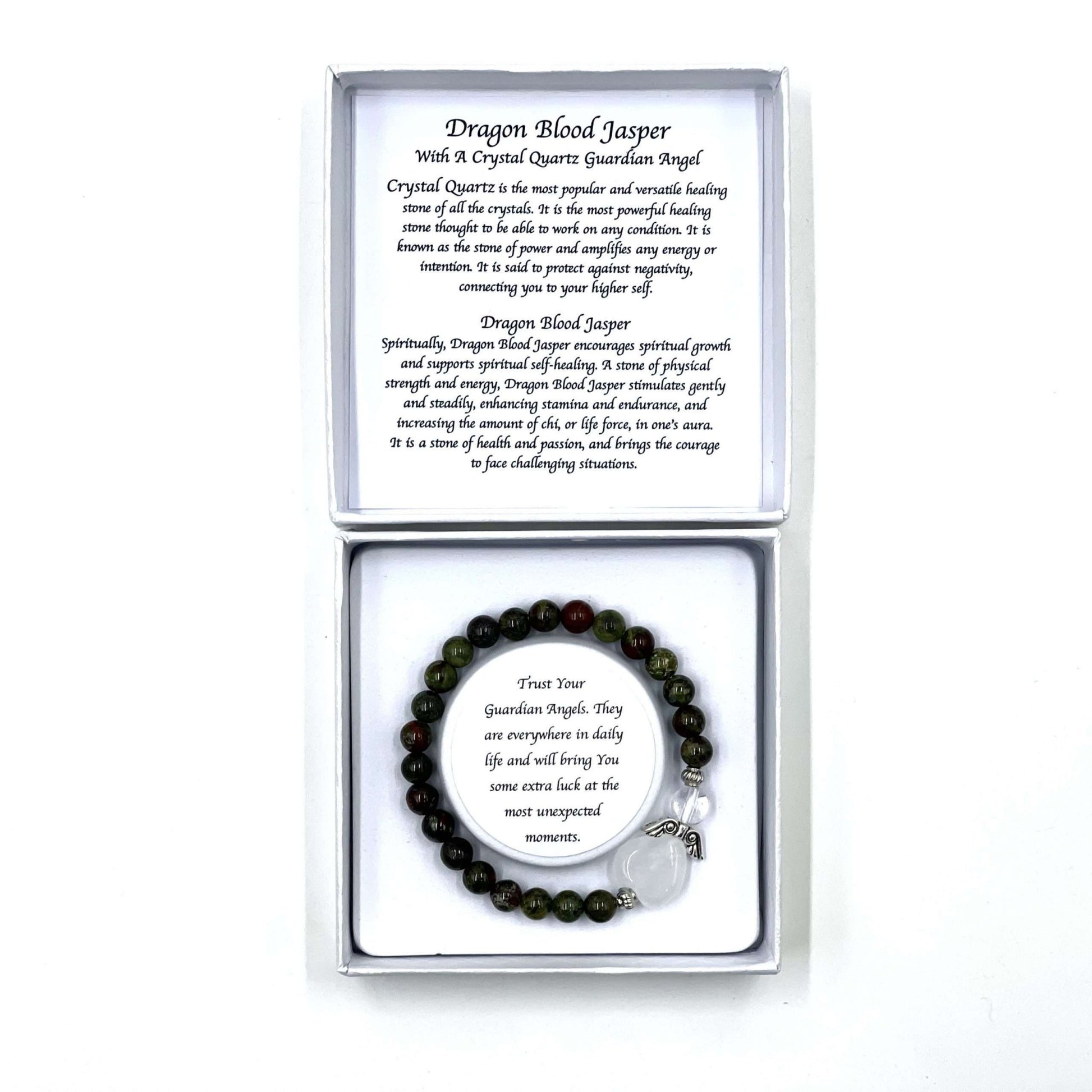 Dragon Blood Jasper Crystal Heart Guardian Angel Bracelet - MarshallsHealthShop