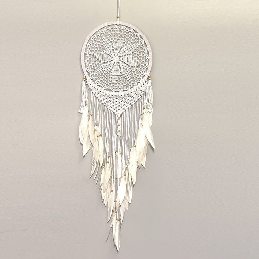 Dreamcatcher Crochet Macrame Star White - MarshallsHealthShop