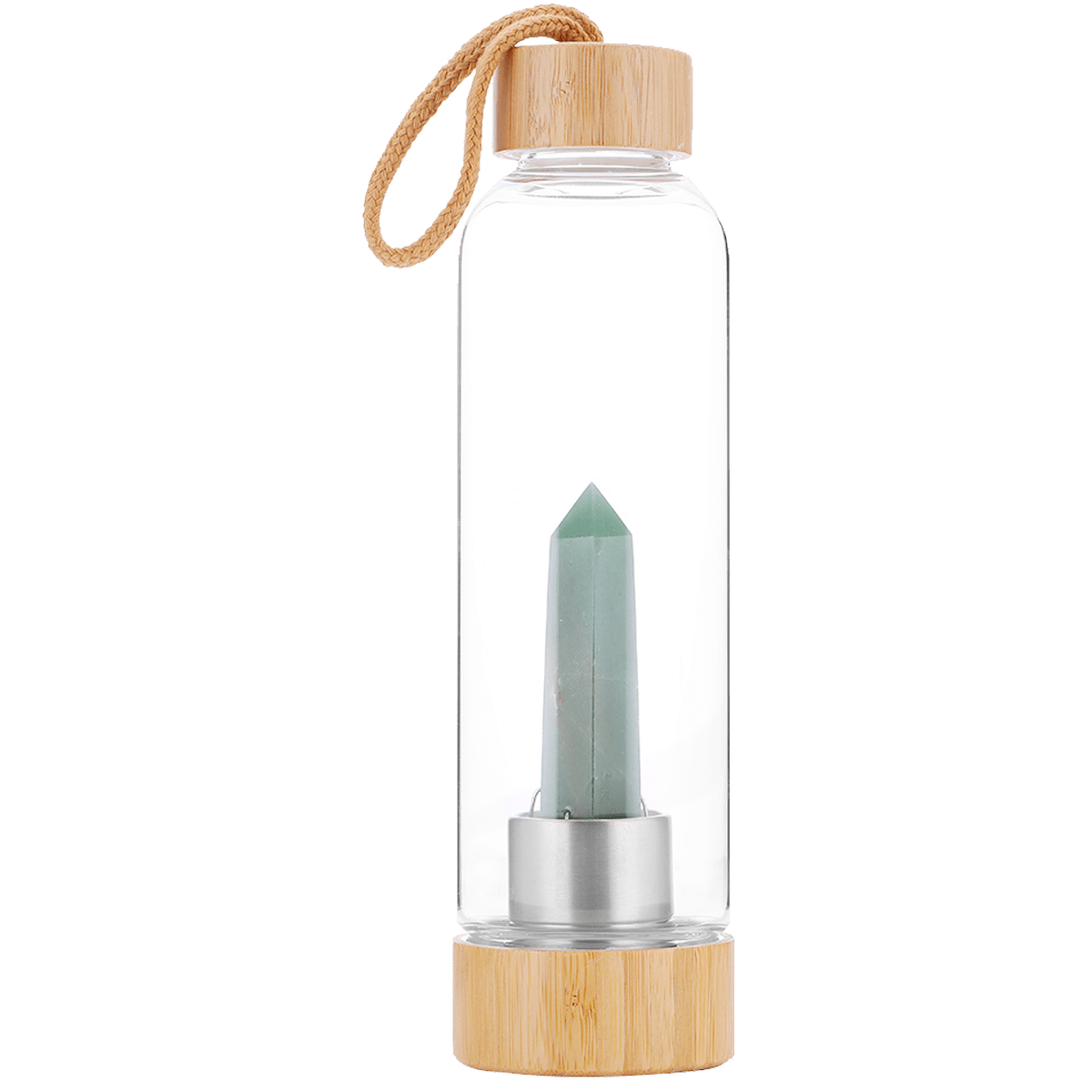 Drink Bottle with Crystal - Green Aventurine - MarshallsHealthShop