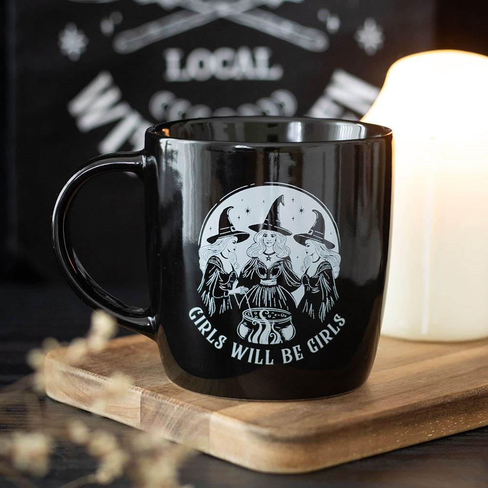 Girls Will Be Girls Witchy Mug
H:8.2 x W:12.6 x D:9.5 cm - Conjure up your morning brew with this black mug featuring three spellbinding witches and 'Girls Will Be Girls' text. Perfect for celebrating friendship and sisterhood with a witchy twist. 320ml capacity. Microwave safe. Dishwasher safe.

SKU: SDCL43126