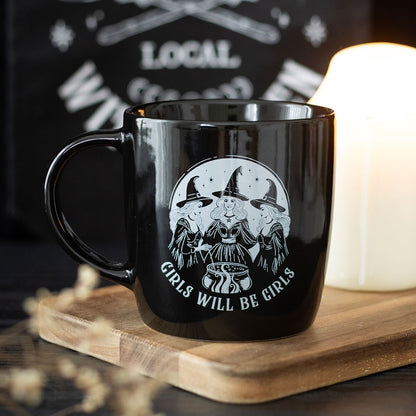 Girls Will Be Girls Witchy Mug
H:8.2 x W:12.6 x D:9.5 cm - Conjure up your morning brew with this black mug featuring three spellbinding witches and 'Girls Will Be Girls' text. Perfect for celebrating friendship and sisterhood with a witchy twist. 320ml capacity. Microwave safe. Dishwasher safe.

SKU: SDCL43126