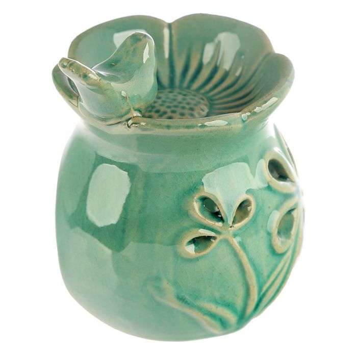 Eden Bird Bath Floral Ceramic Oil Burner - MarshallsHealthShop