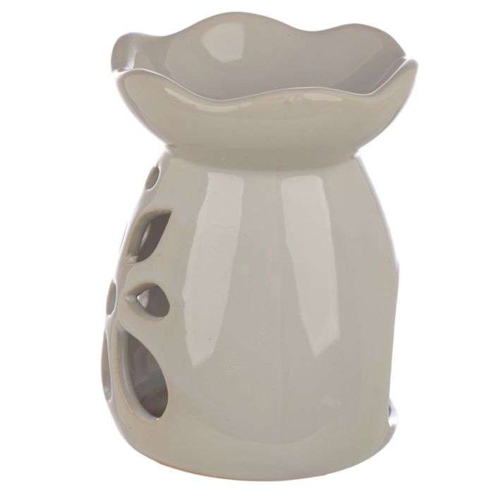 Eden Ceramic Grey and Pastel Tone Floral Oil and Wax Burner - MarshallsHealthShop